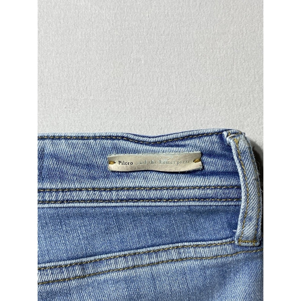 Pilcro Anthropologie Womens 27 Slim Boyfriend Jeans Distressed Light Wash - Picture 11 of 12